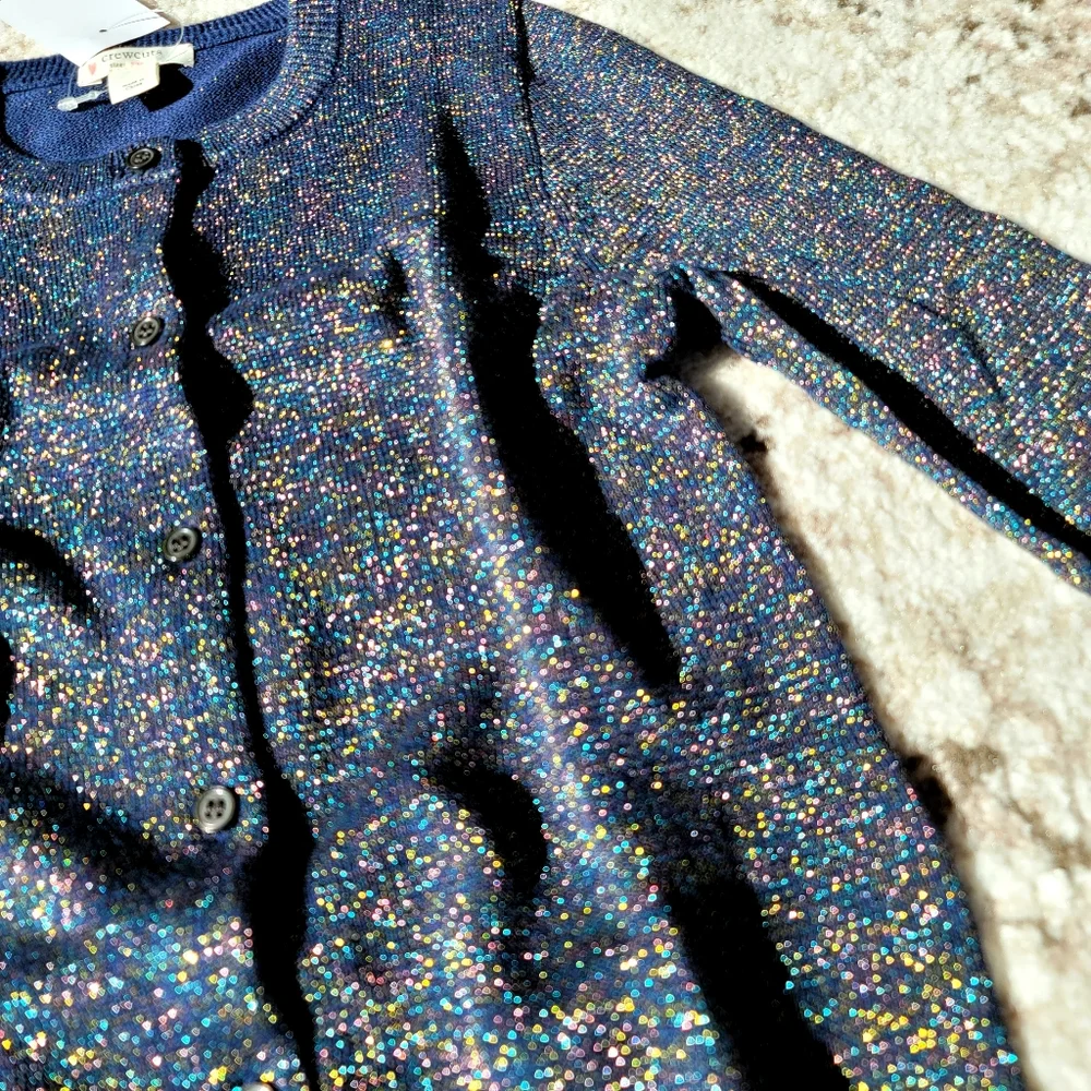New! J Crew sz 6-7 Small S Girl’s Casey Rainbow Metallic Cardigan NWT